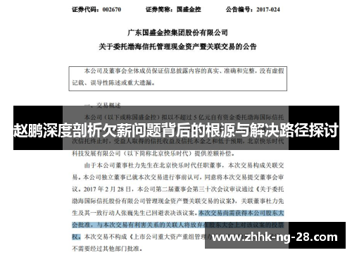 赵鹏深度剖析欠薪问题背后的根源与解决路径探讨 赵鹏深度剖析欠薪问题背后的根源与解决路径探讨